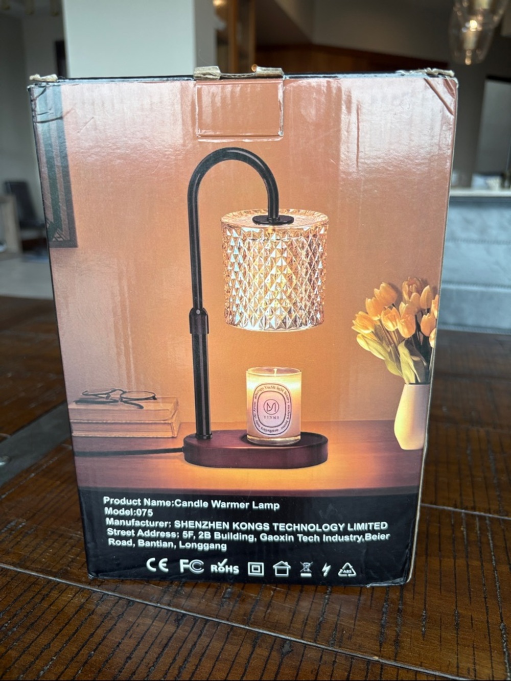 Candle Warmer Lamp with Crystal Shade - Black